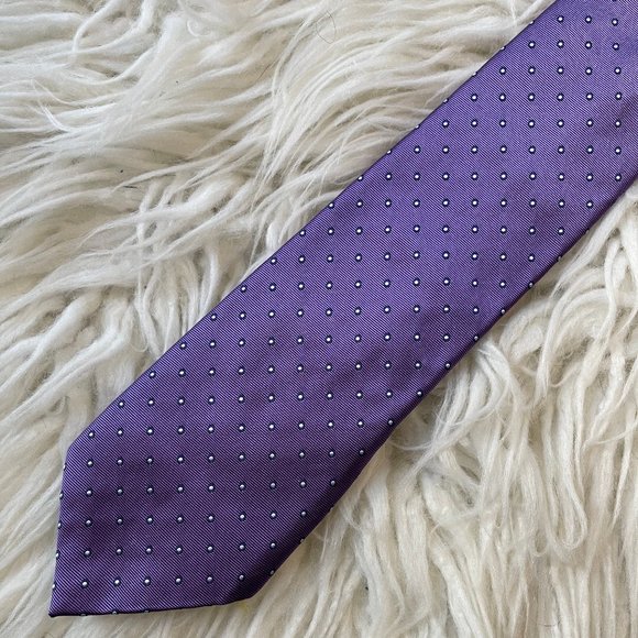 Purple white polka dot tie, XL - Picture 6 of 8